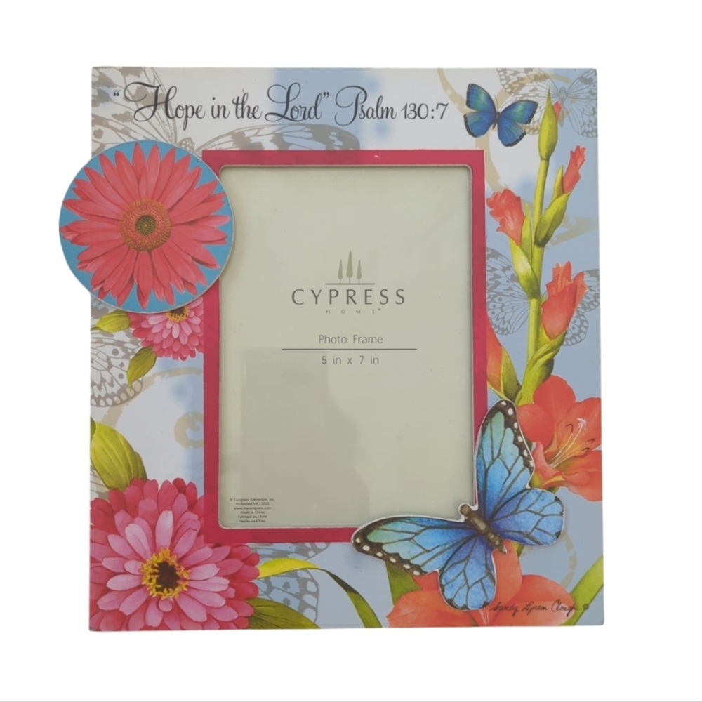 Cypress Home Floral Christian Inscribed Wooden Standing Picture Frame